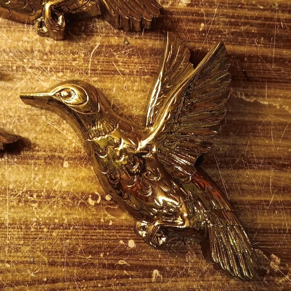 Vintage Home Interiors Homco gold wall deco Hummingbirds - Picture 3 of 5